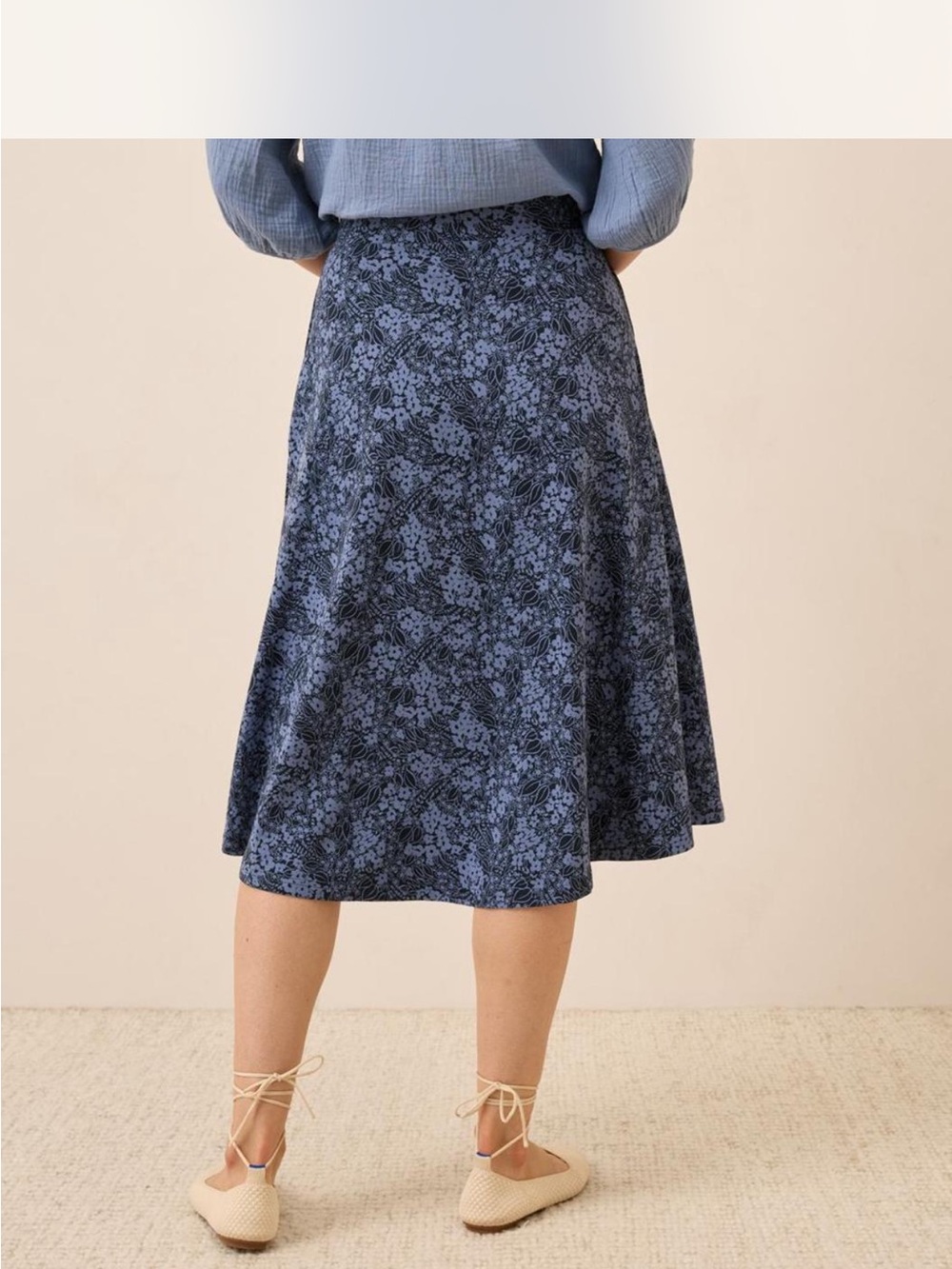 Pact Blue Floral A-Line Midi Skirt - Picture 2 of 2